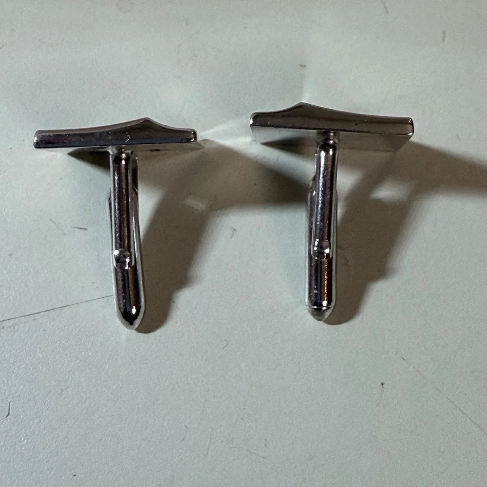Vintage Swank Silver Tone Textured Square‎ Cufflinks Mens Formal Accessory